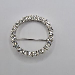Vintage Round Rhinestone Brooch